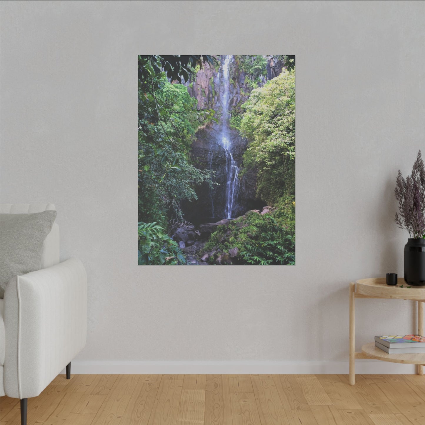 Hidden Waterfall - Stretched Matte Canvas Art Print for Nature Lovers