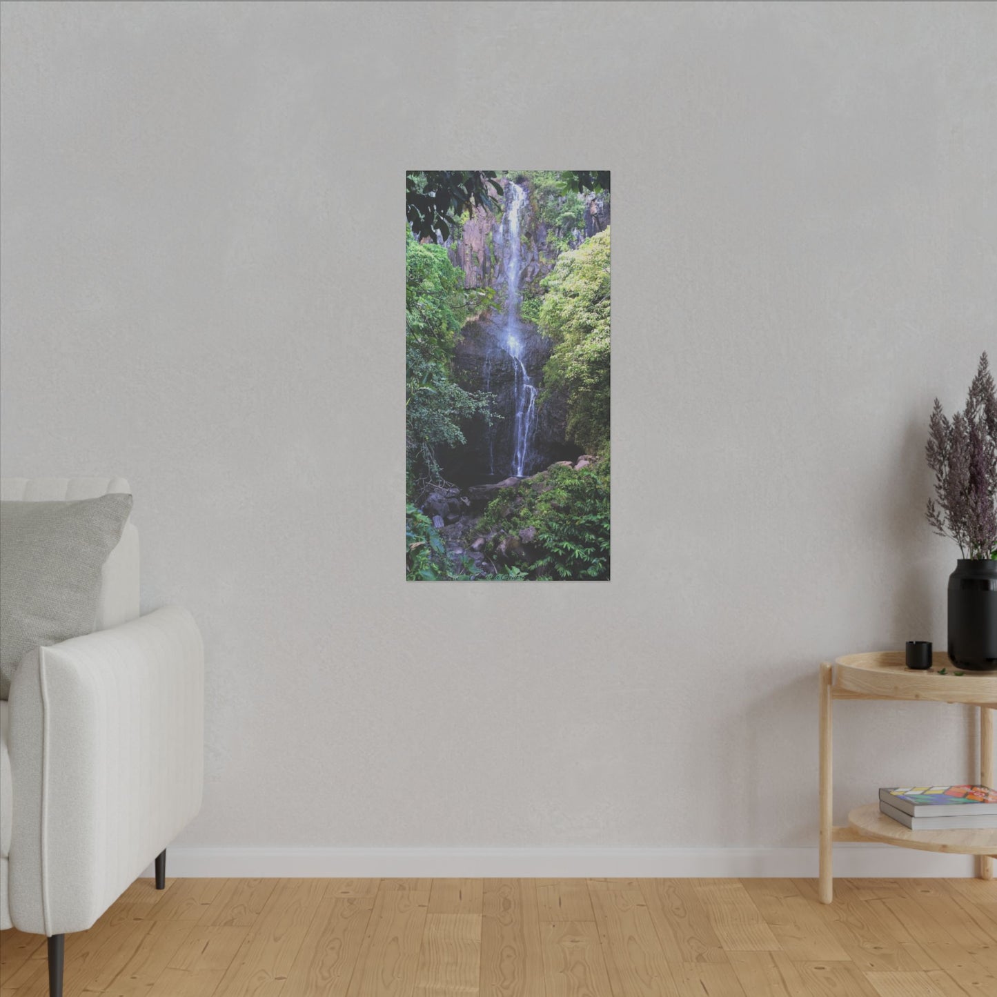 Hidden Waterfall - Stretched Matte Canvas Art Print for Nature Lovers