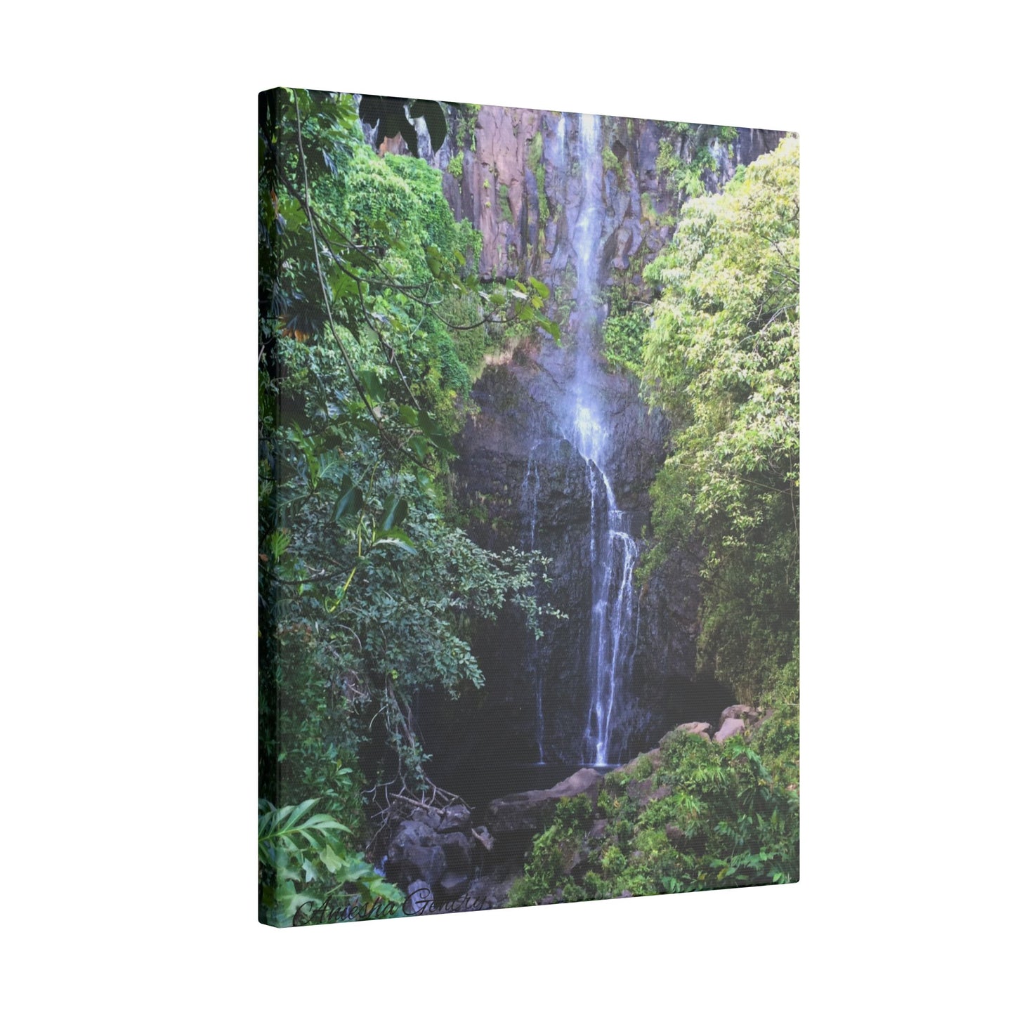 Hidden Waterfall - Stretched Matte Canvas Art Print for Nature Lovers
