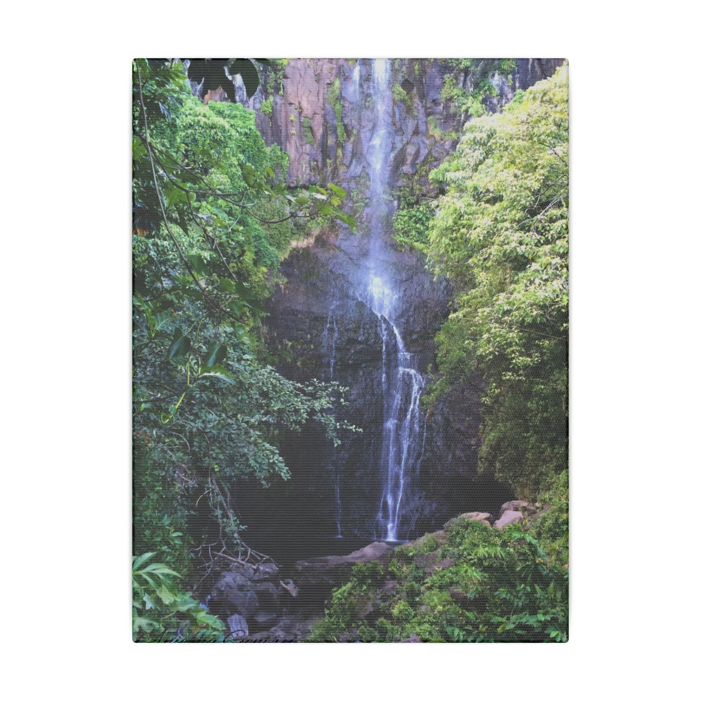 Hidden Waterfall - Stretched Matte Canvas Art Print for Nature Lovers