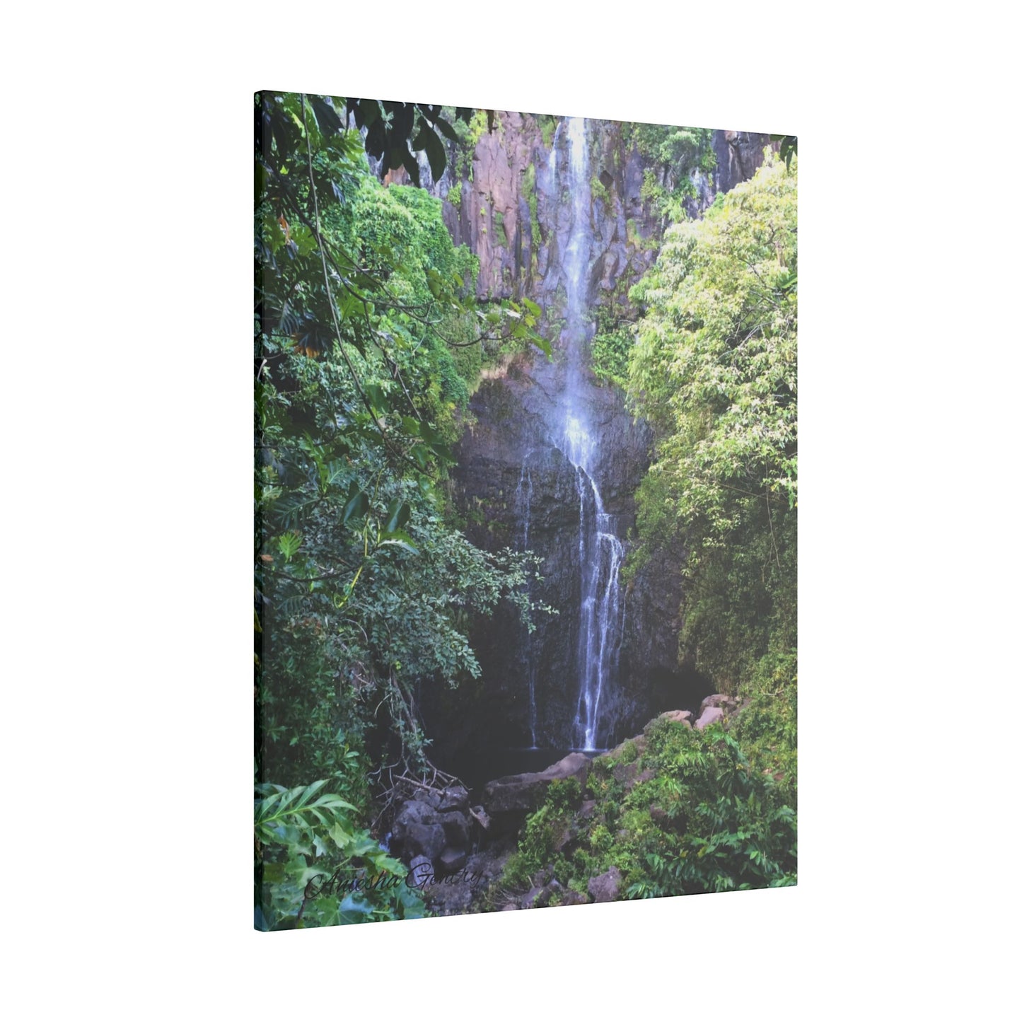 Hidden Waterfall - Stretched Matte Canvas Art Print for Nature Lovers