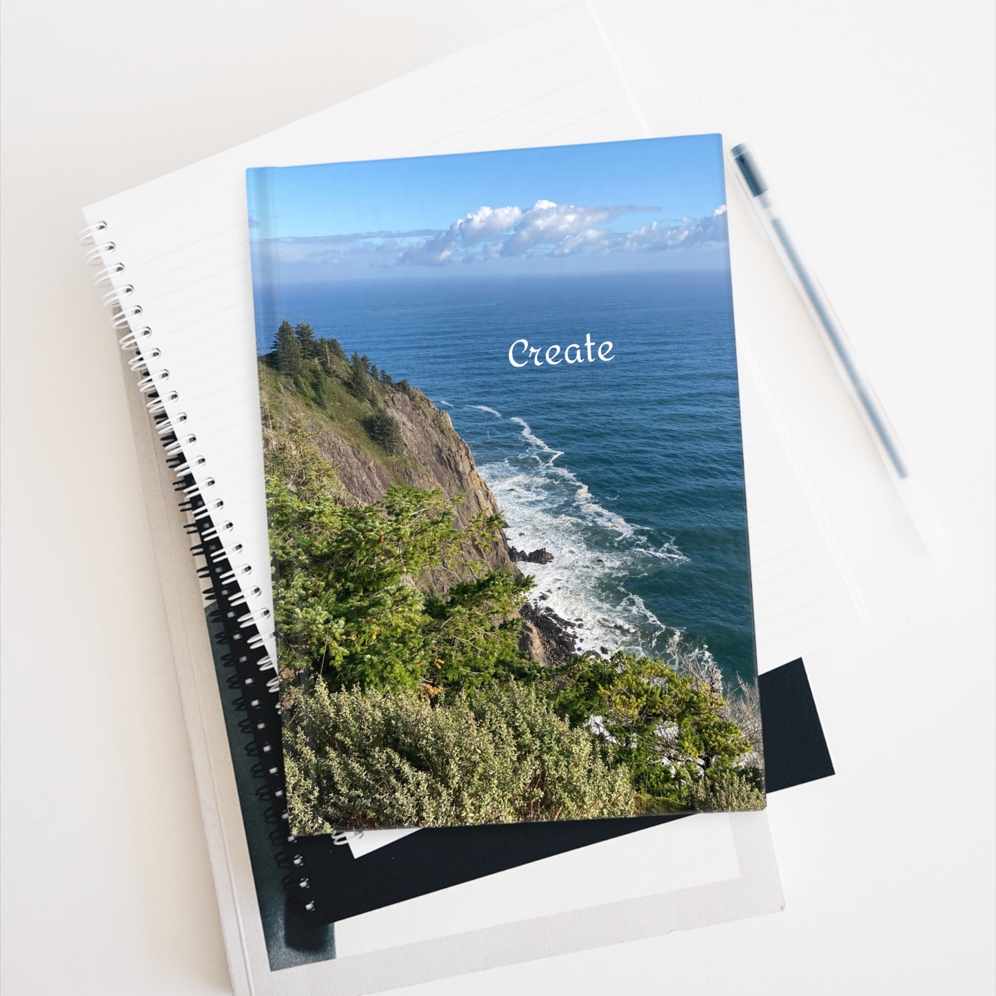 Coastal Cliffs Create Sketchbook Journal — Ocean View Travel Notebook personalized