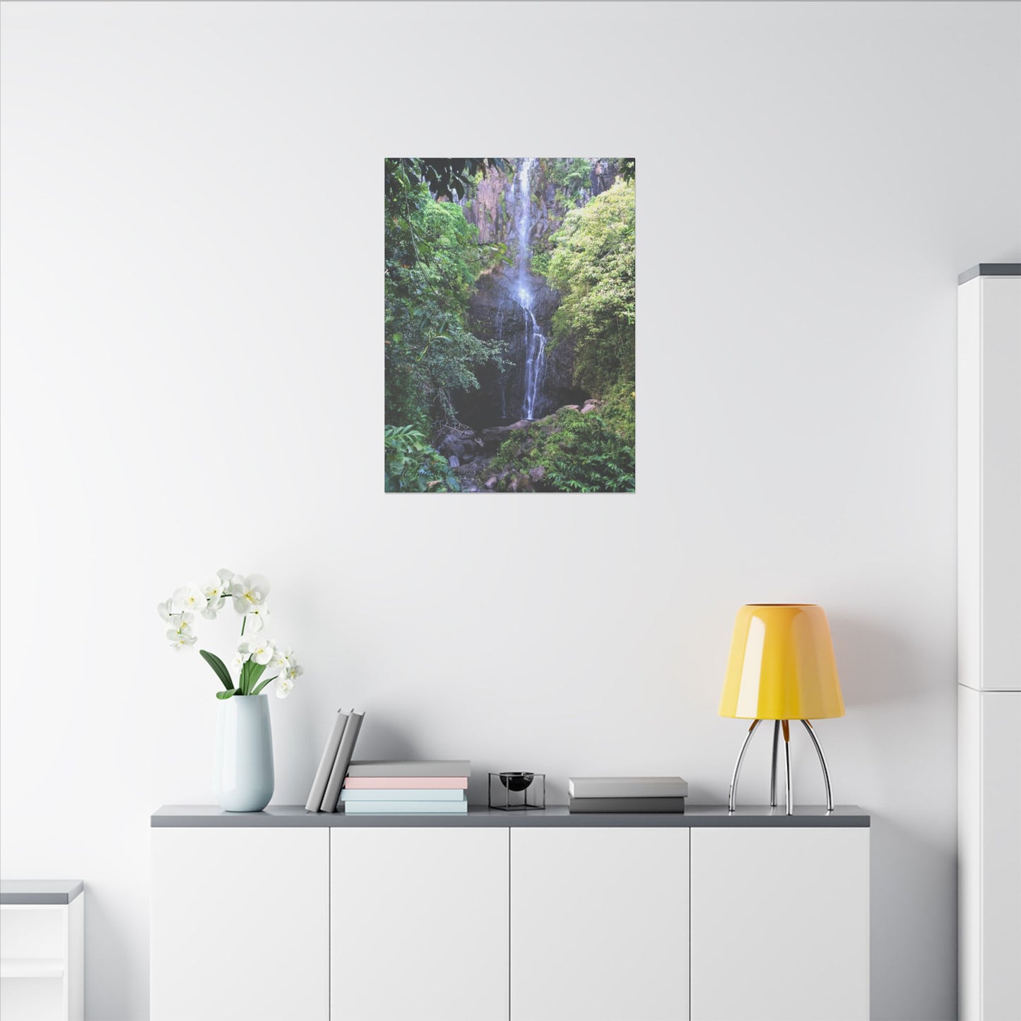 Hidden Waterfall - Stretched Matte Canvas Art Print for Nature Lovers