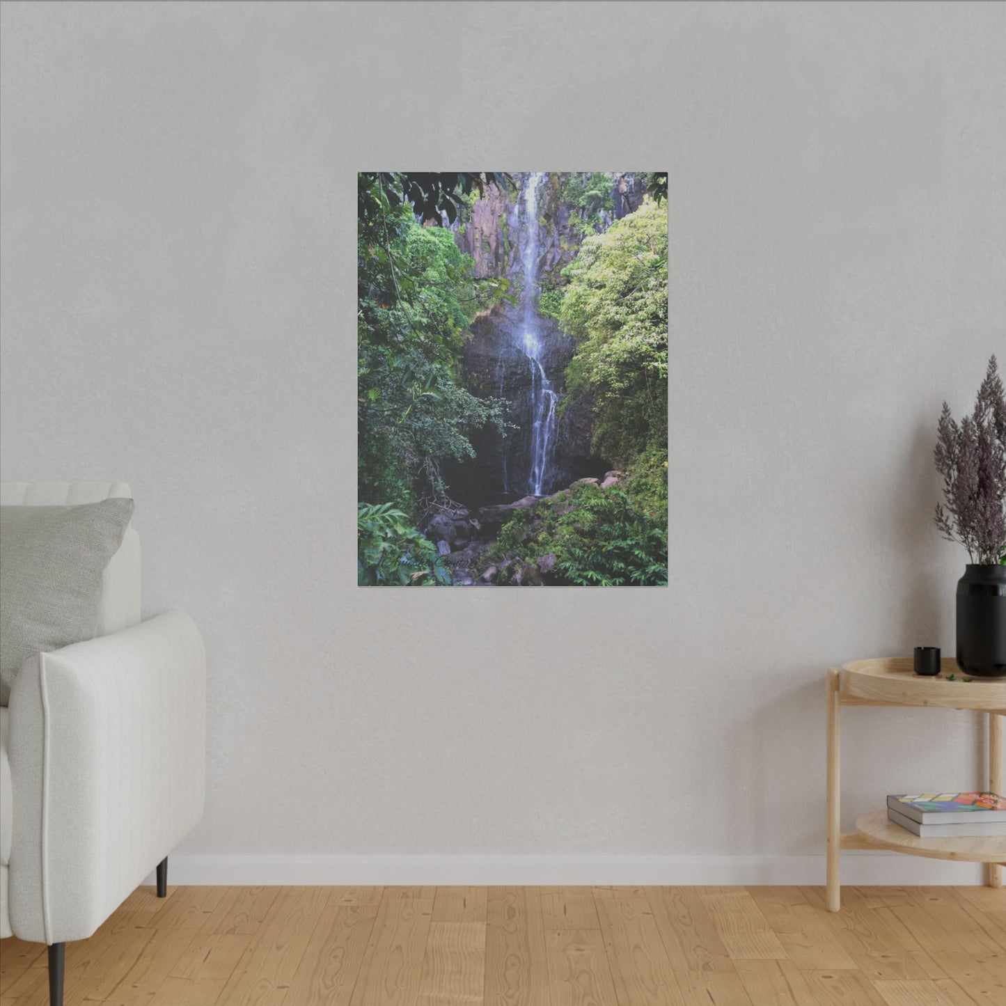 Hidden Waterfall - Stretched Matte Canvas Art Print for Nature Lovers
