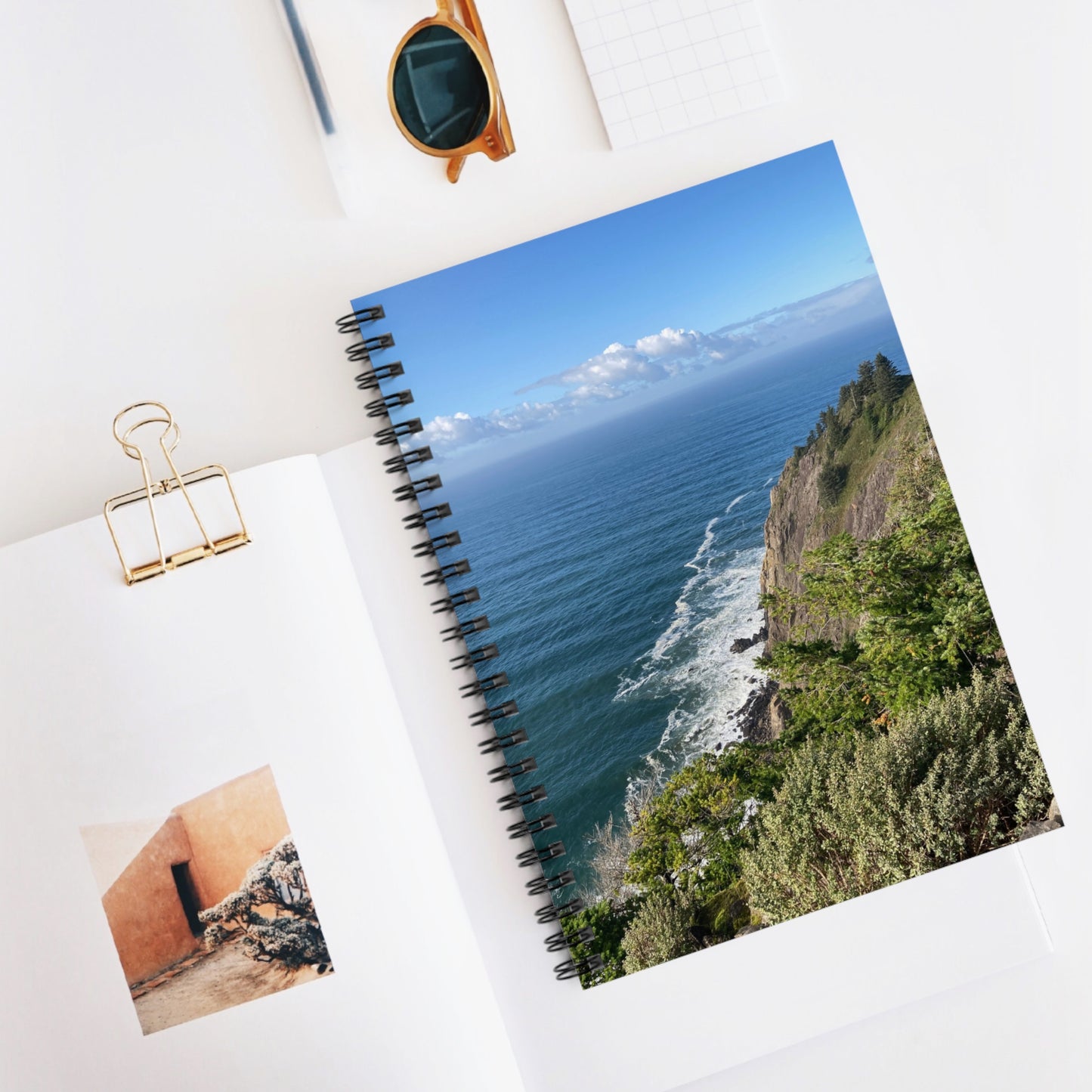 Coastal Cliff Spiral Notebook — Scenic Ocean Photo Ruled Journal