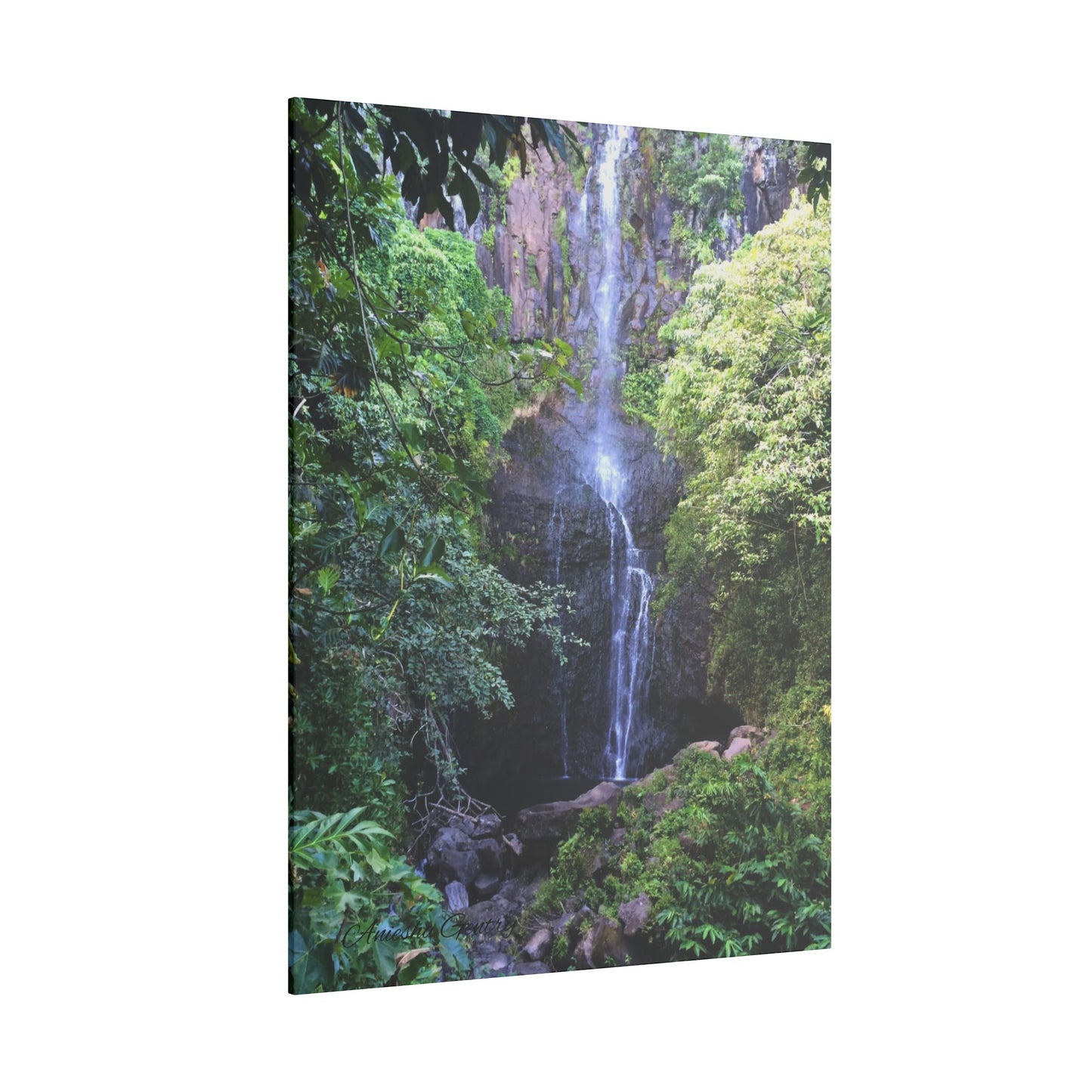 Hidden Waterfall - Stretched Matte Canvas Art Print for Nature Lovers