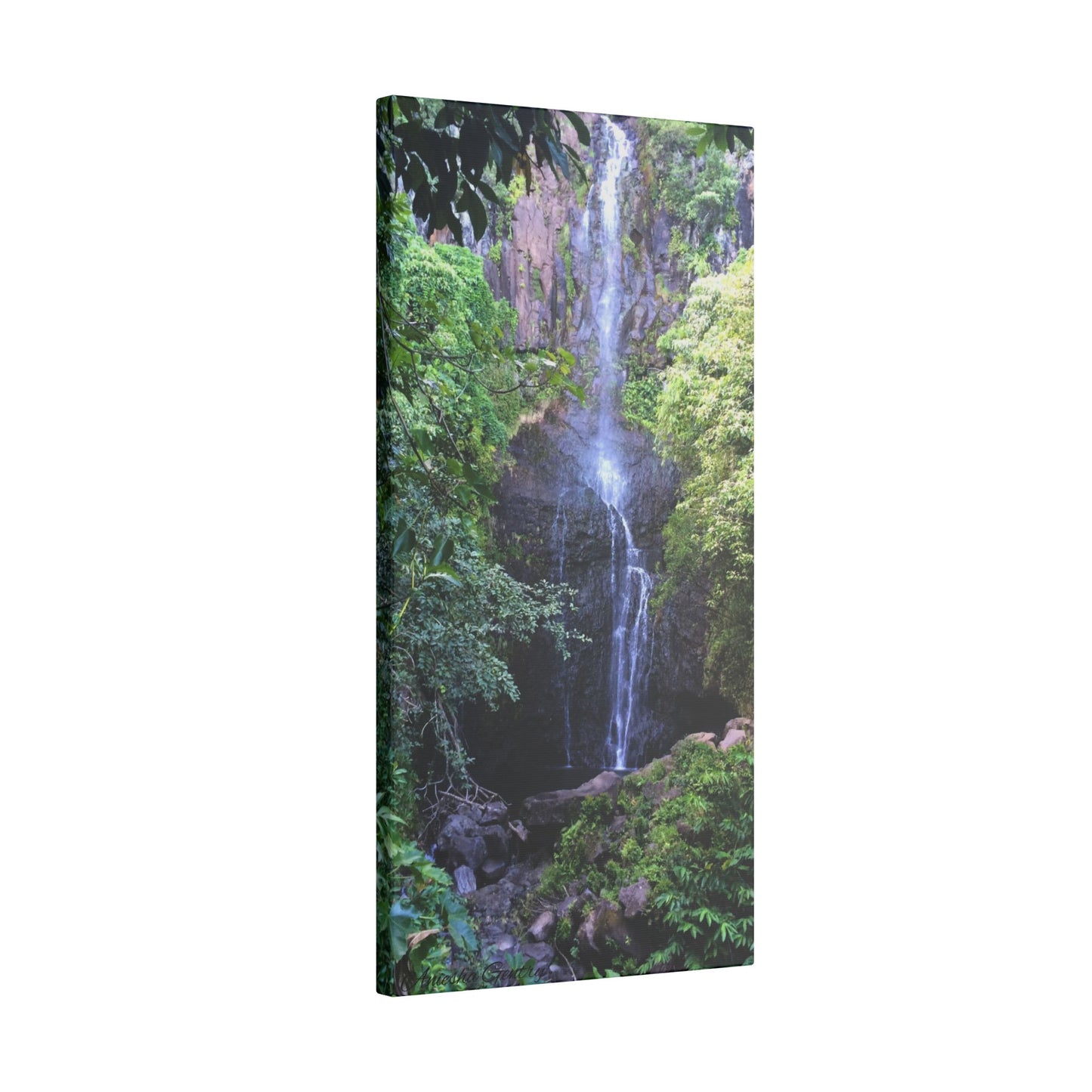 Hidden Waterfall - Stretched Matte Canvas Art Print for Nature Lovers