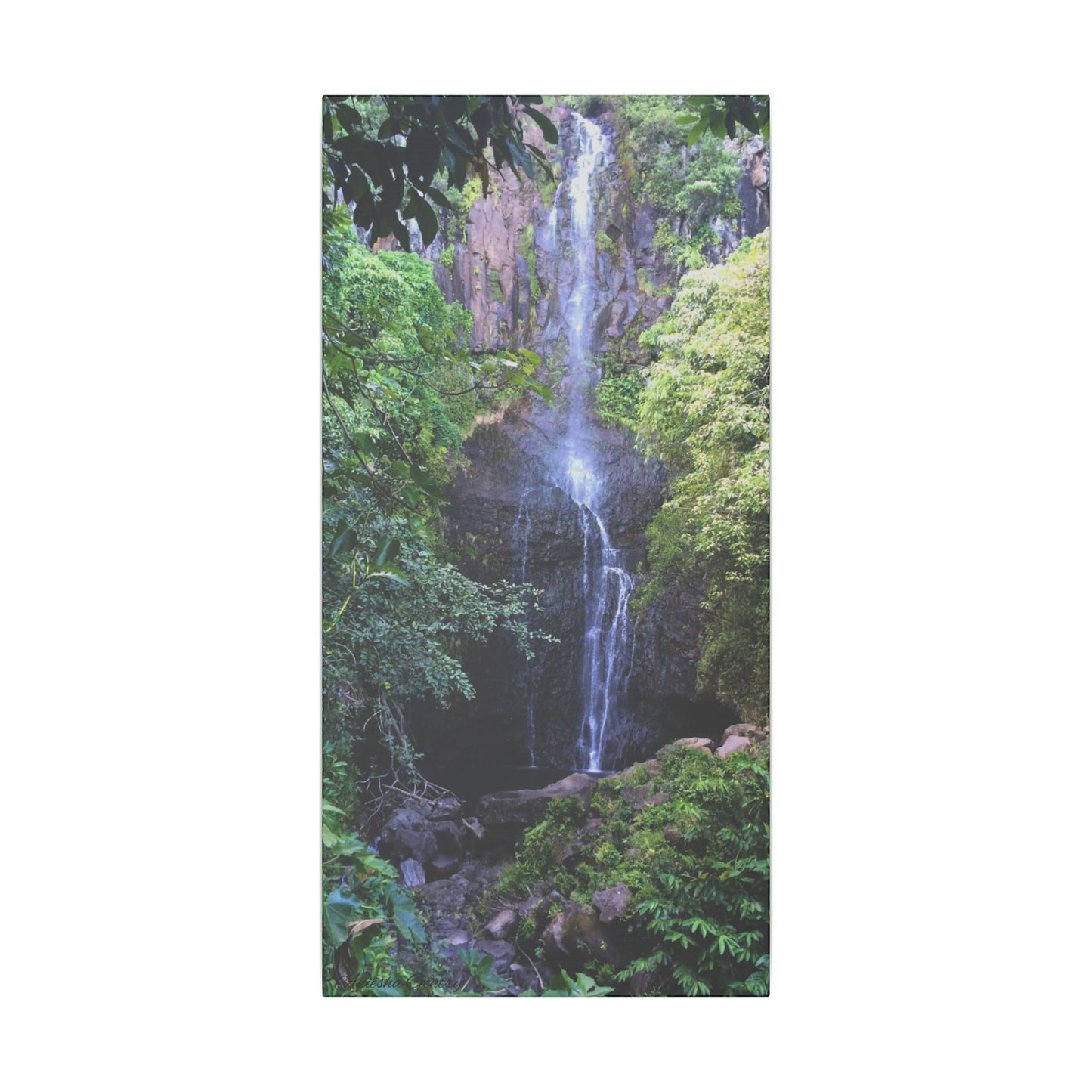 Hidden Waterfall - Stretched Matte Canvas Art Print for Nature Lovers