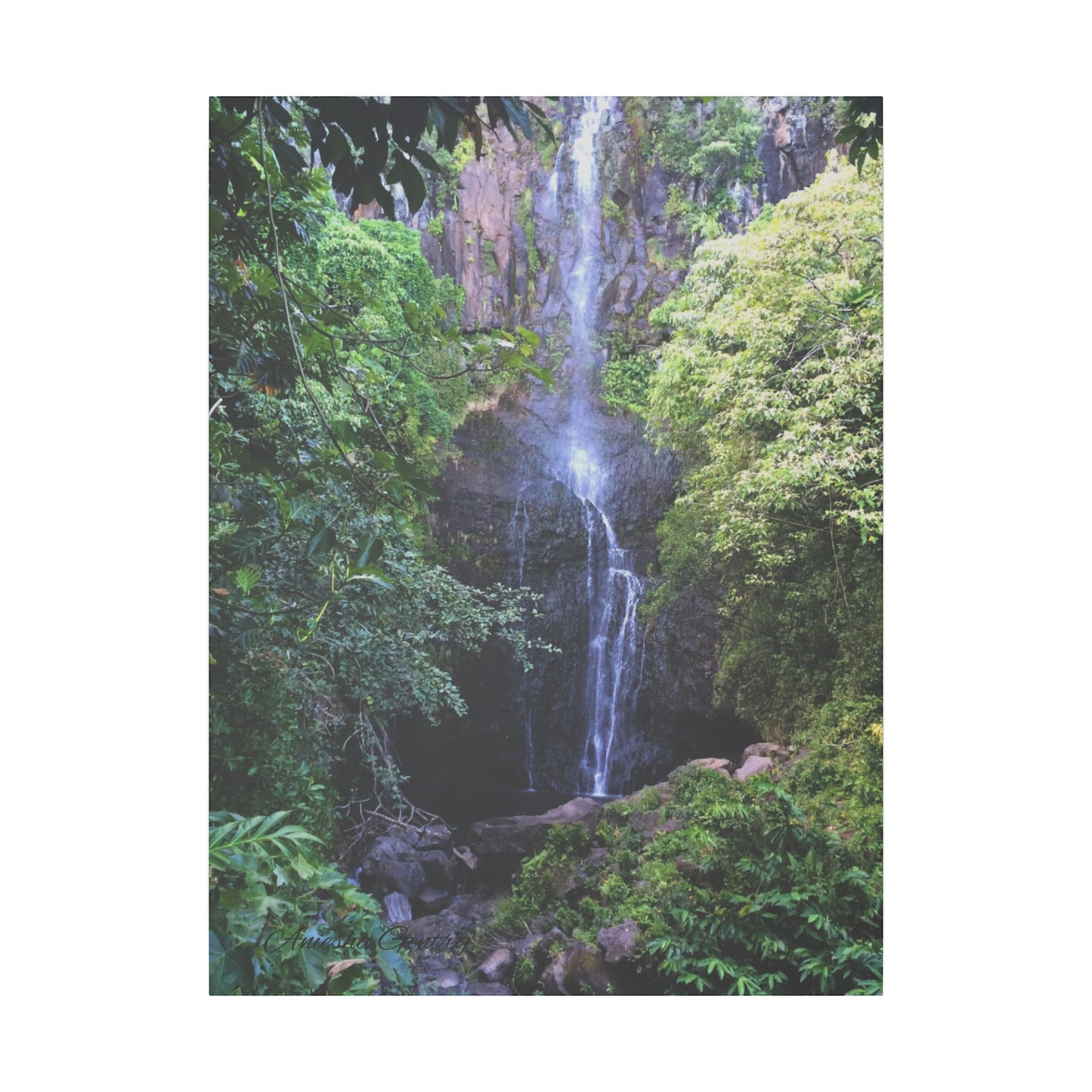 Hidden Waterfall - Stretched Matte Canvas Art Print for Nature Lovers