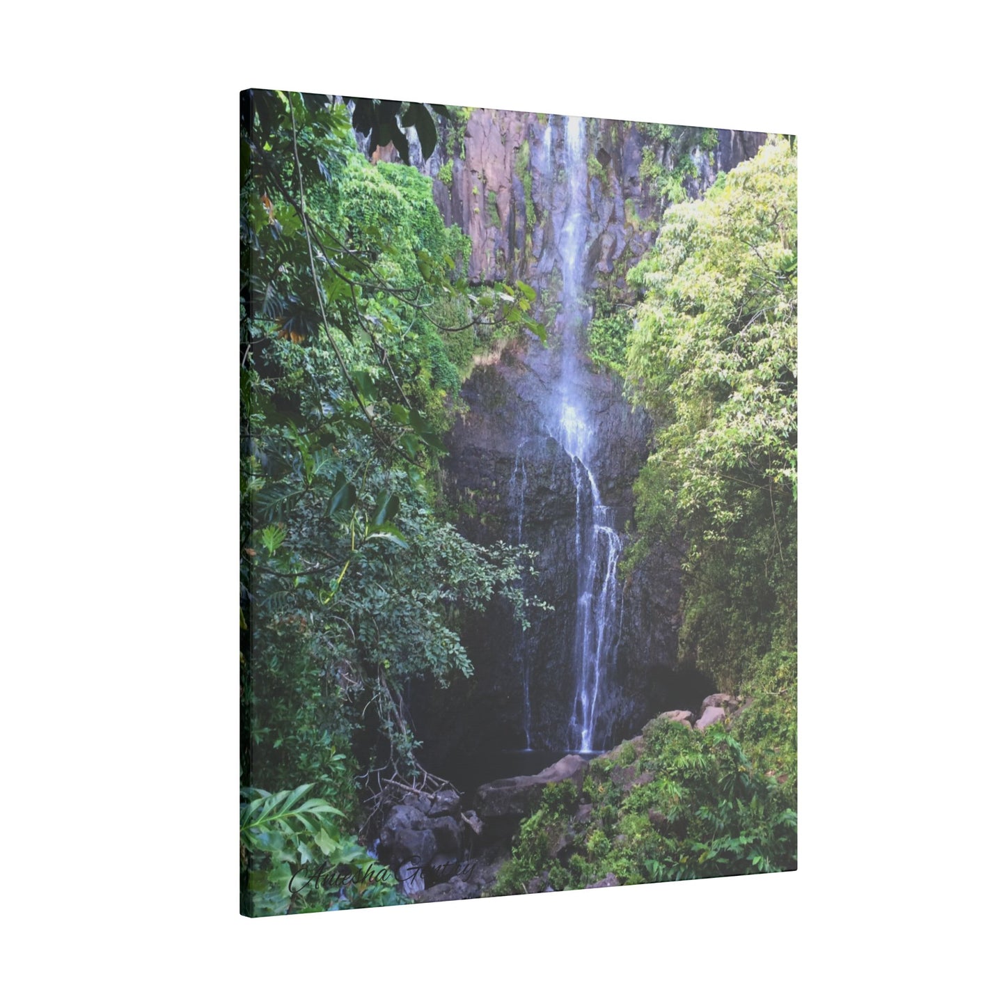 Hidden Waterfall - Stretched Matte Canvas Art Print for Nature Lovers