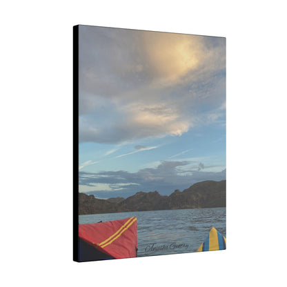 Kayaking on the Lake - Stretched Matte Canvas Wall Art, Wall Decor