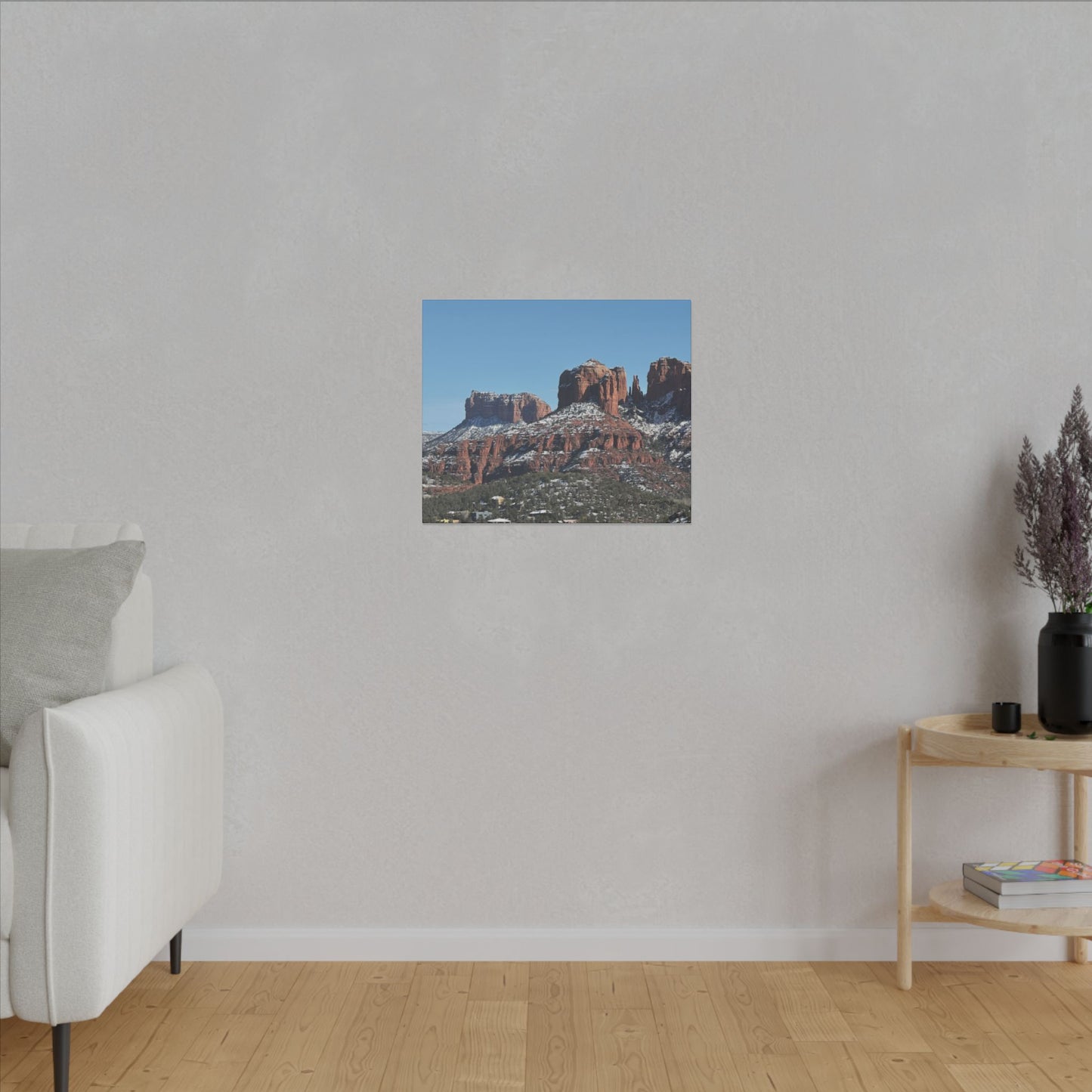 Winter Red Rock Landscape - Stretched Canvas Wall Art, Wall Decor