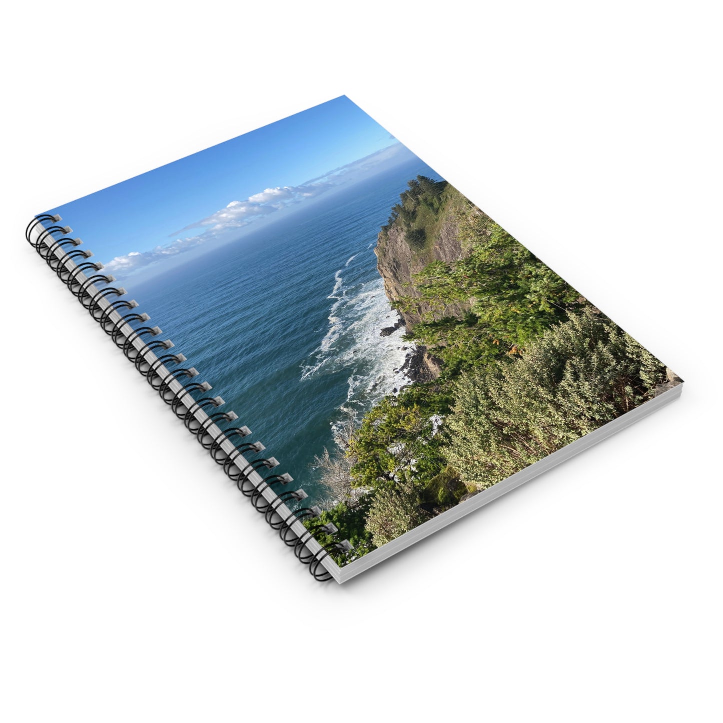 Coastal Cliff Spiral Notebook — Scenic Ocean Photo Ruled Journal