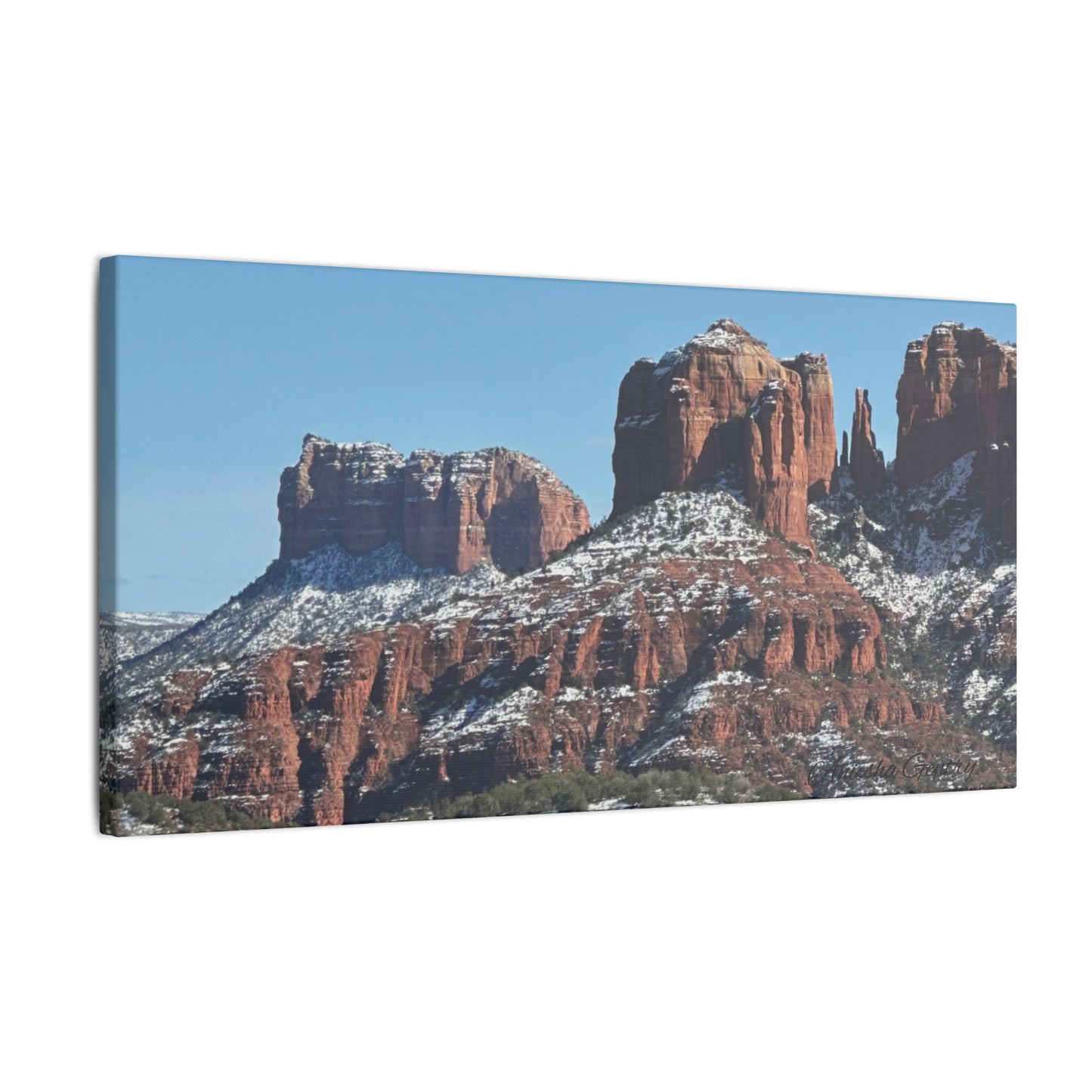 Winter Red Rock Landscape - Stretched Canvas Wall Art, Wall Decor