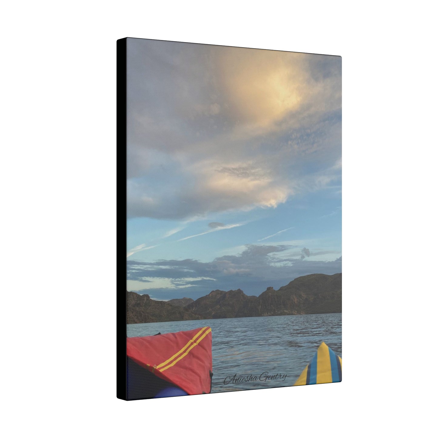 Kayaking on the Lake - Stretched Matte Canvas Wall Art, Wall Decor