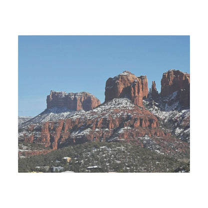 Winter Red Rock Landscape - Stretched Canvas Wall Art, Wall Decor