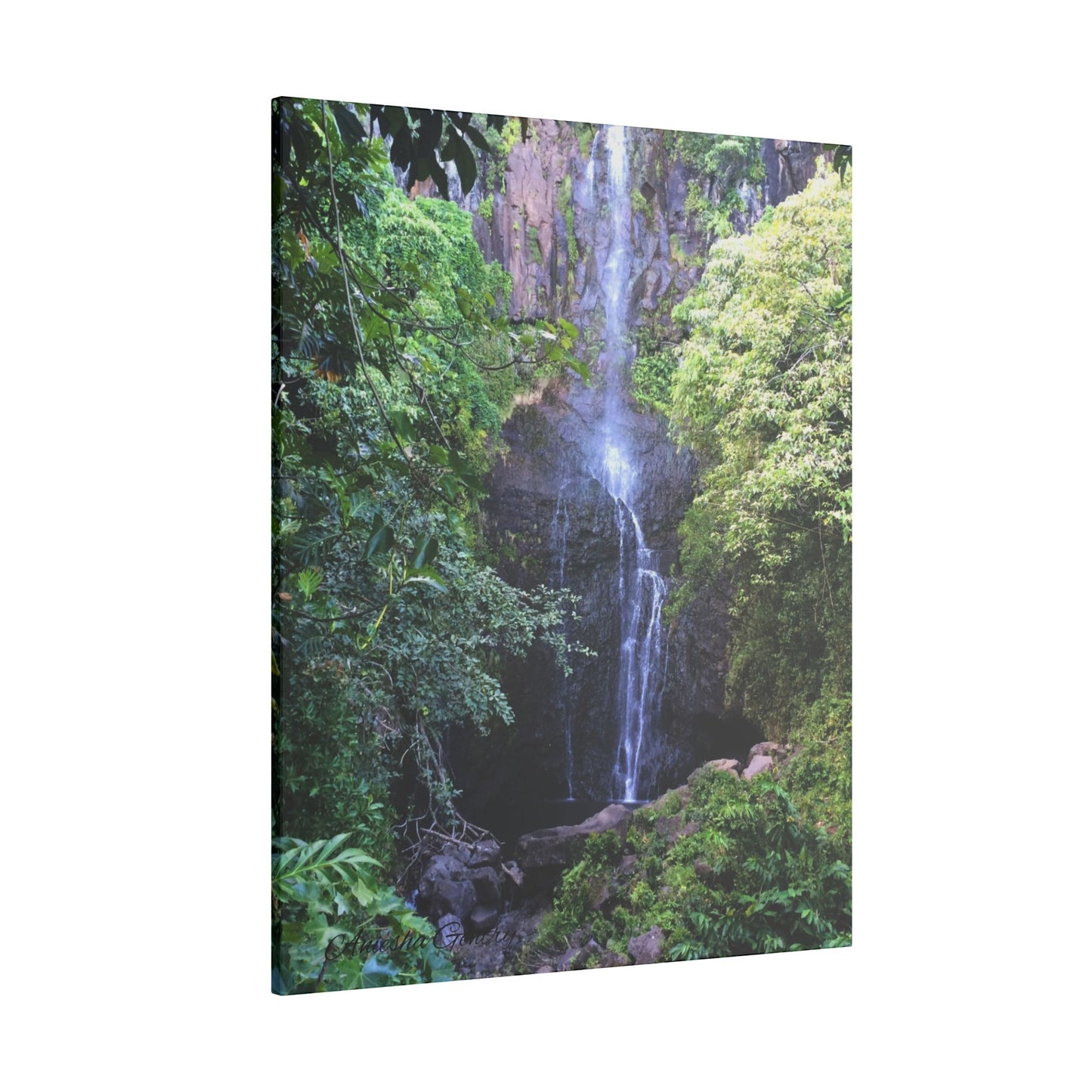 Hidden Waterfall  - Stretched Matte Canvas Art Print for Nature Lovers