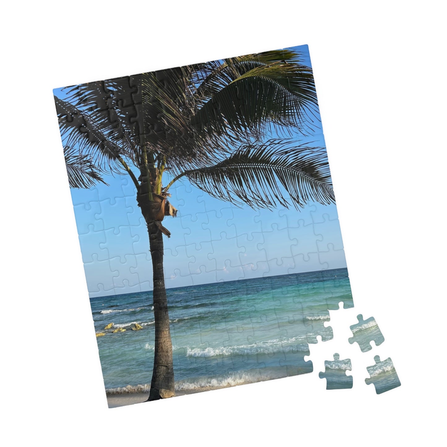 Tropical Vacation Palm Tree Beach Puzzle — Ocean Shore Jigsaw (110–1014 Pieces)