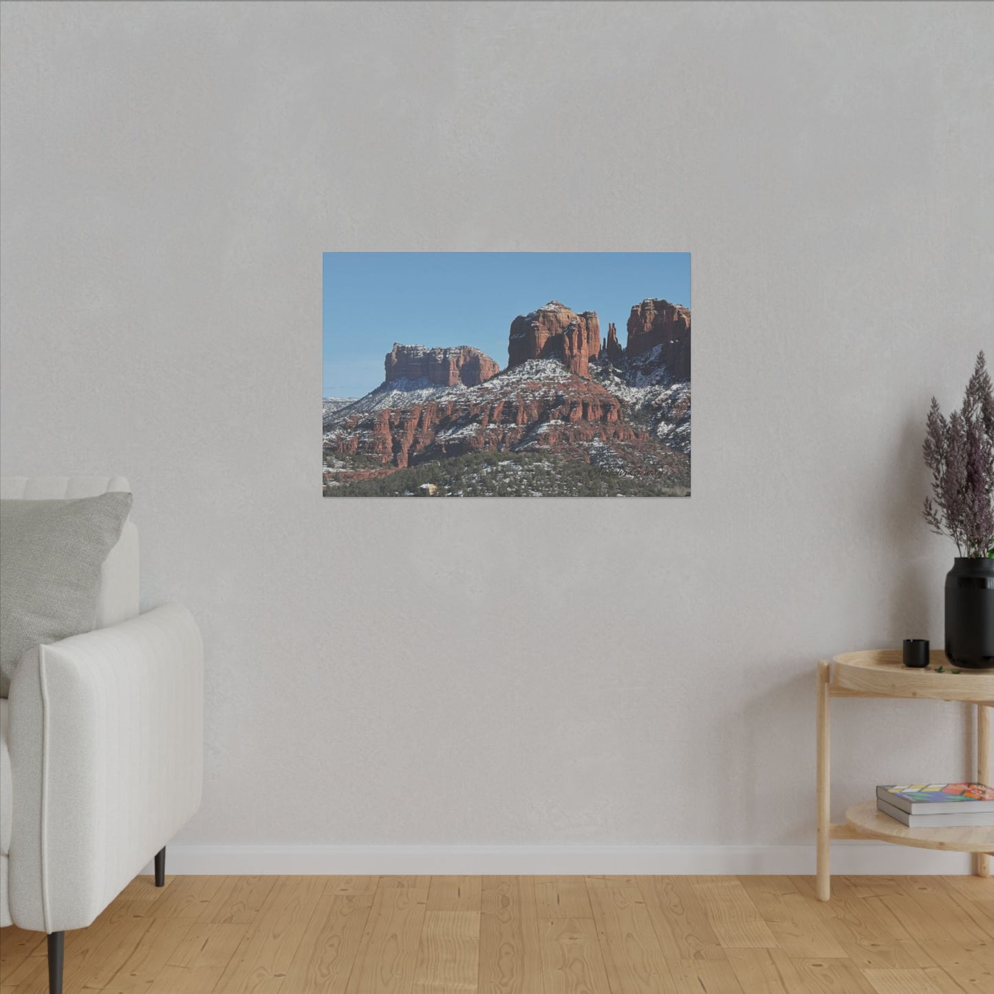 Winter Red Rock Landscape - Stretched Canvas Wall Art, Wall Decor