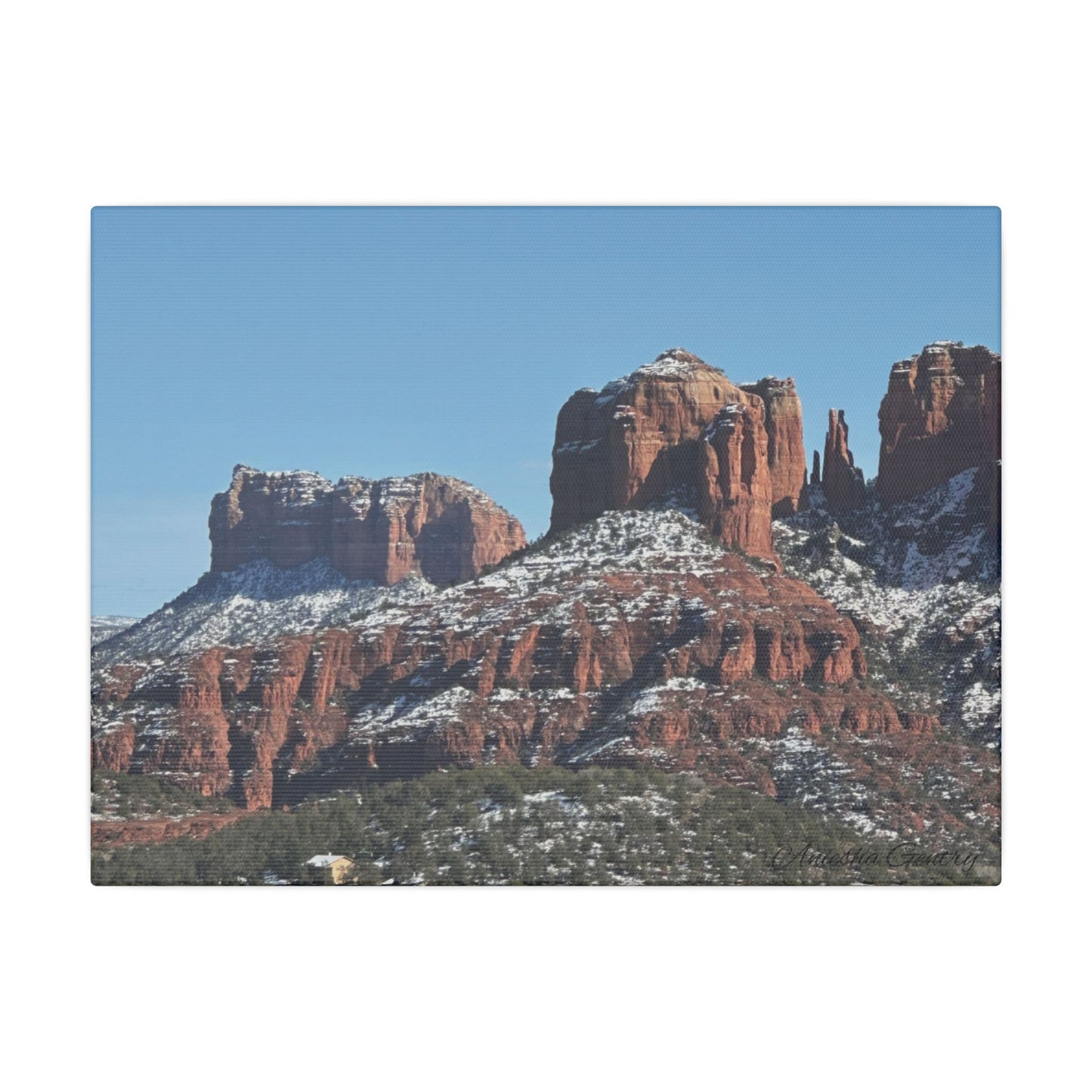 Winter Red Rock Landscape - Stretched Canvas Wall Art, Wall Decor