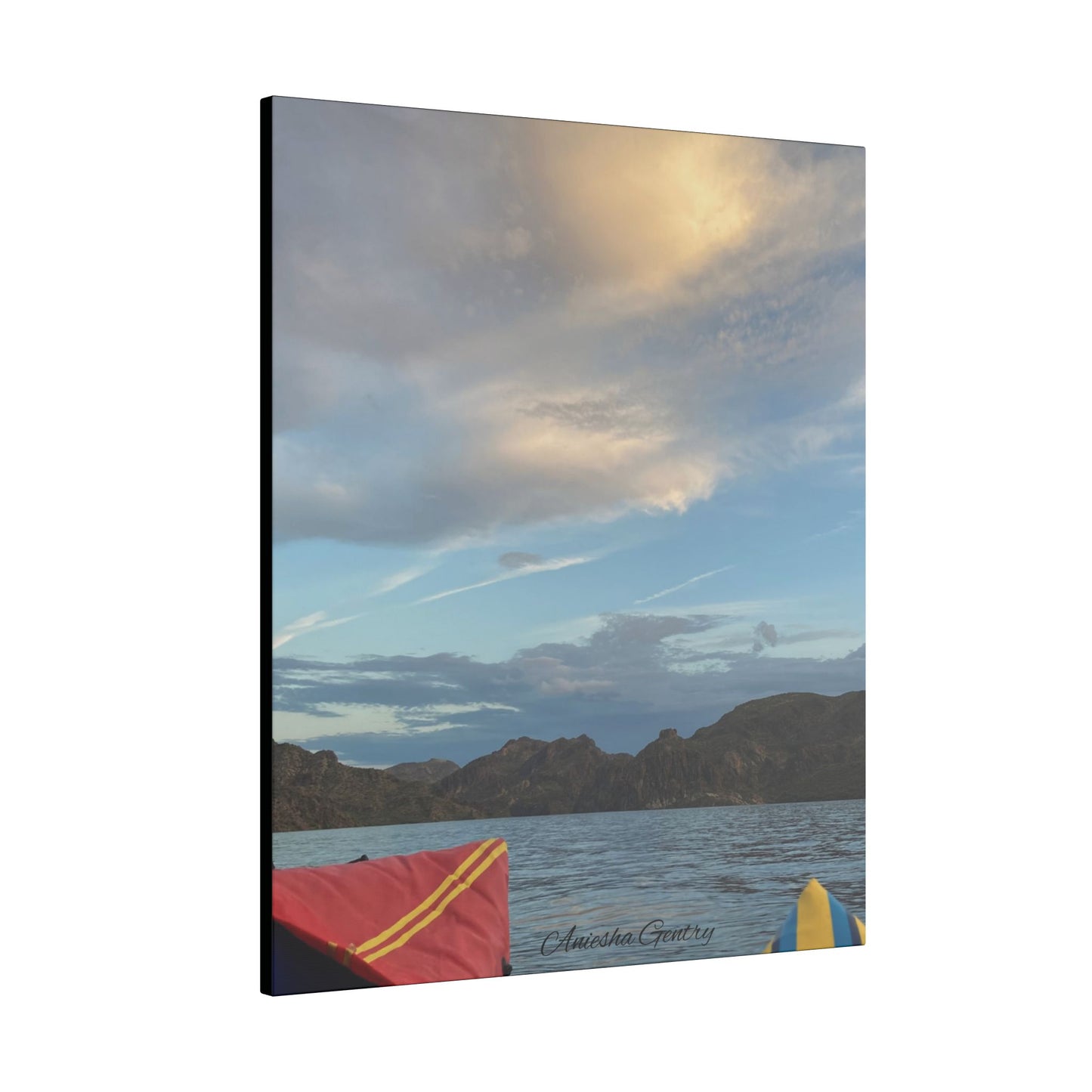 Kayaking on the Lake - Stretched Matte Canvas Wall Art, Wall Decor