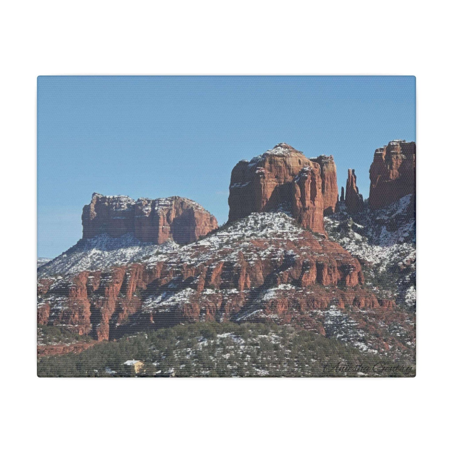 Winter Red Rock Landscape - Stretched Canvas Wall Art, Wall Decor