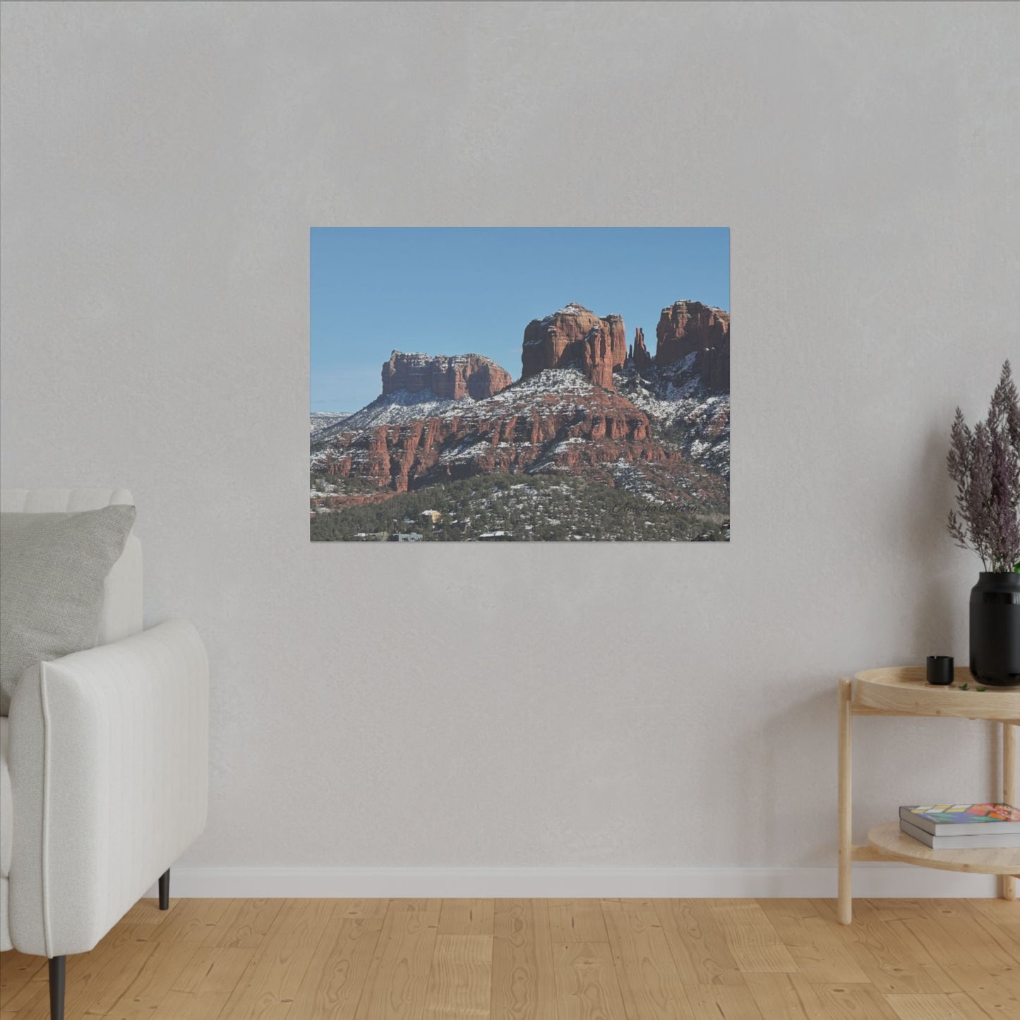 Winter Red Rock Landscape - Stretched Canvas Wall Art, Wall Decor