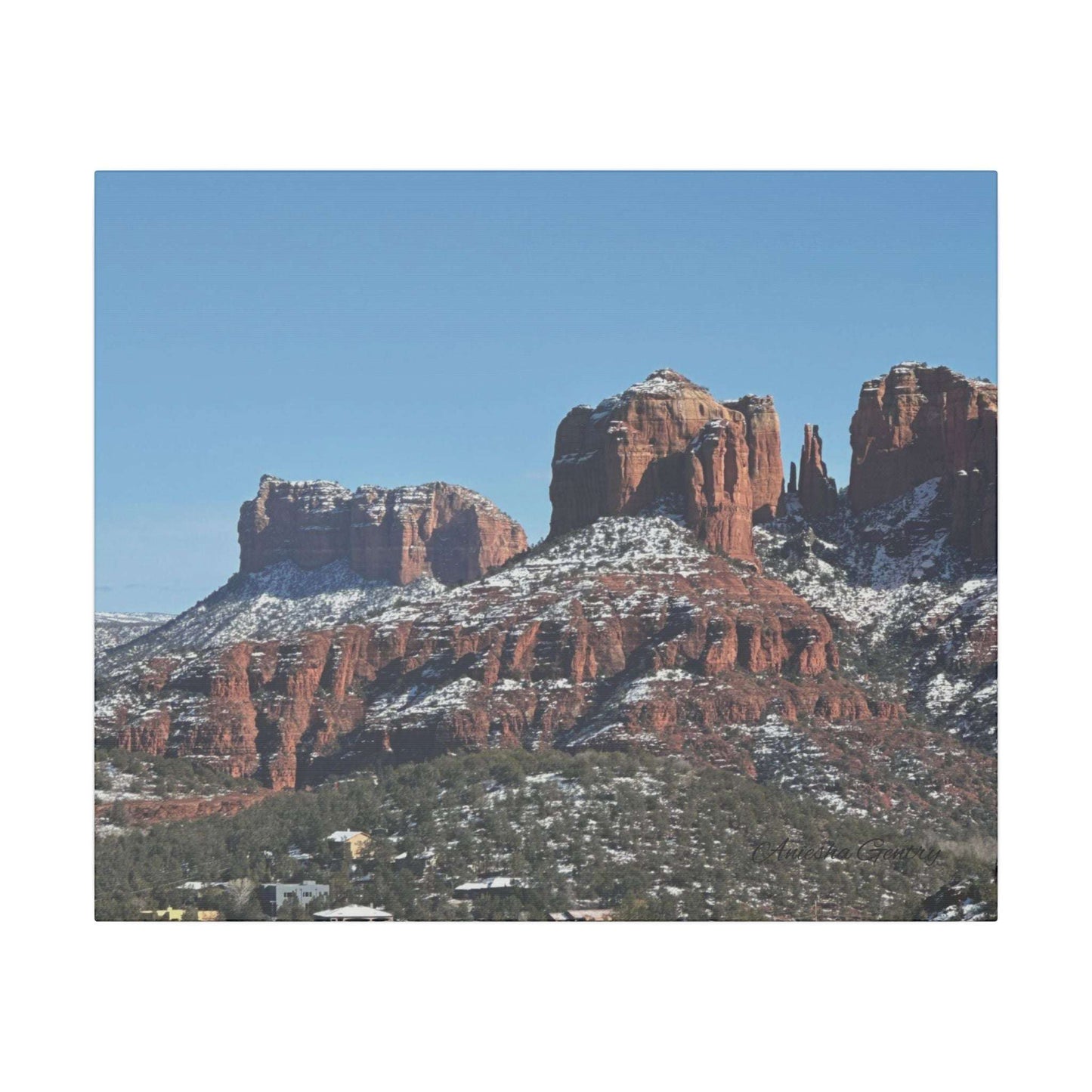 Winter Red Rock Landscape - Stretched Canvas Wall Art, Wall Decor