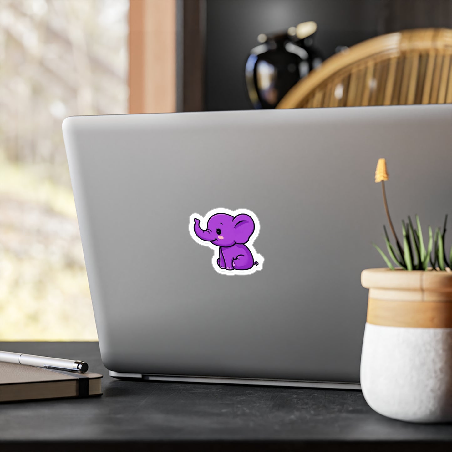 Adorable Purple Elephant Kiss-Cut Vinyl Decal/ Sticker – Perfect for Kids' Rooms, Parties & Gifts