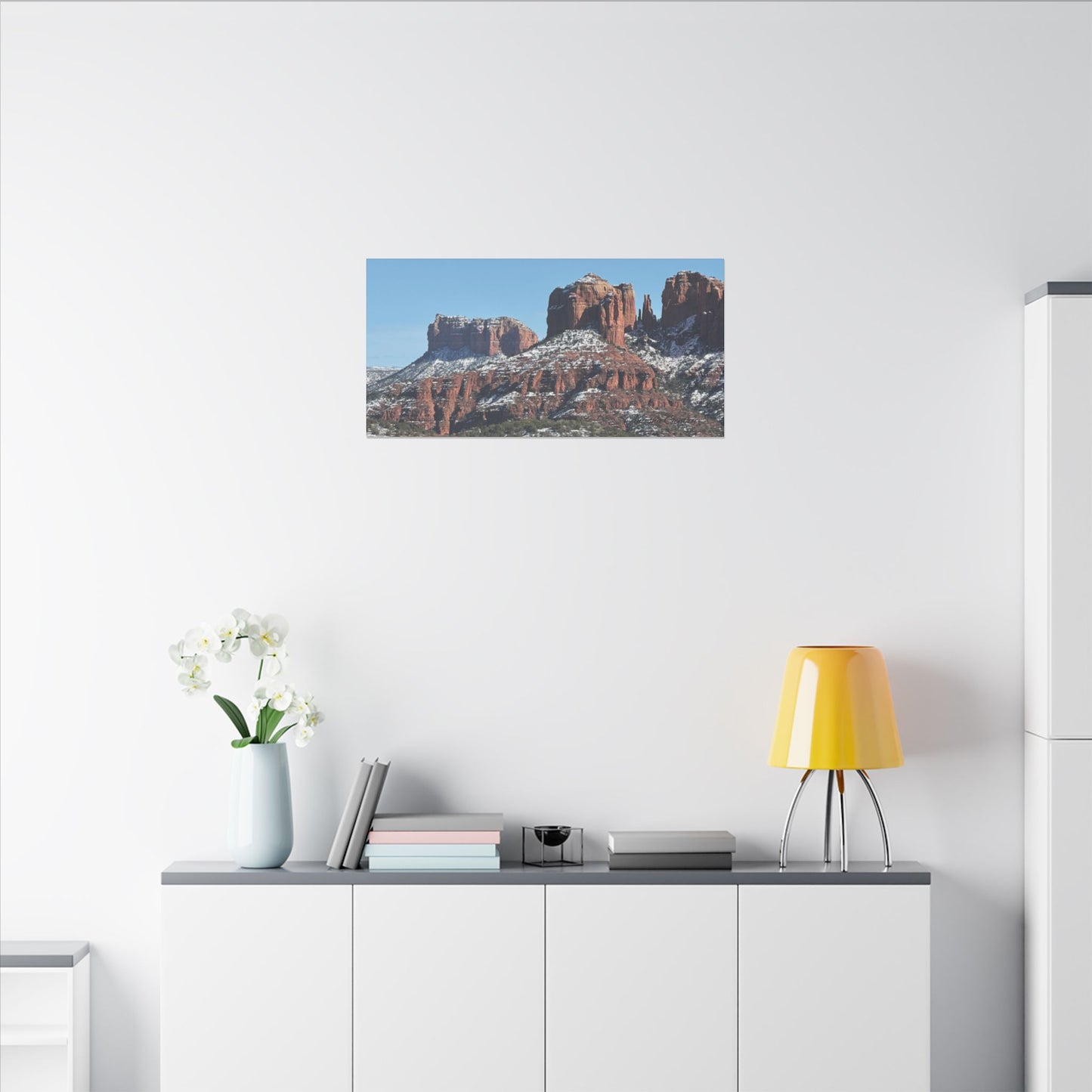 Winter Red Rock Landscape - Stretched Canvas Wall Art, Wall Decor