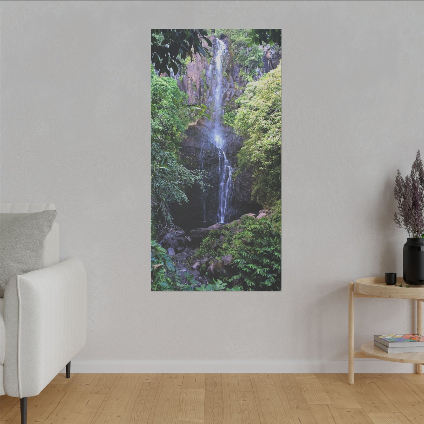 Hidden Waterfall  - Stretched Matte Canvas Art Print for Nature Lovers