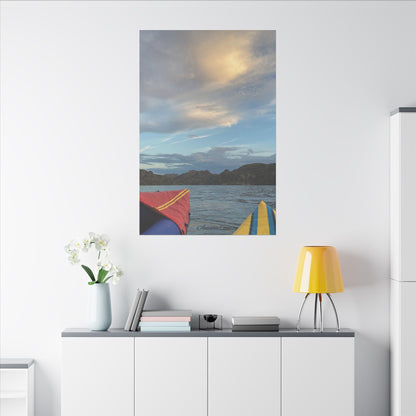 Kayaking on the Lake - Stretched Matte Canvas Wall Art, Wall Decor