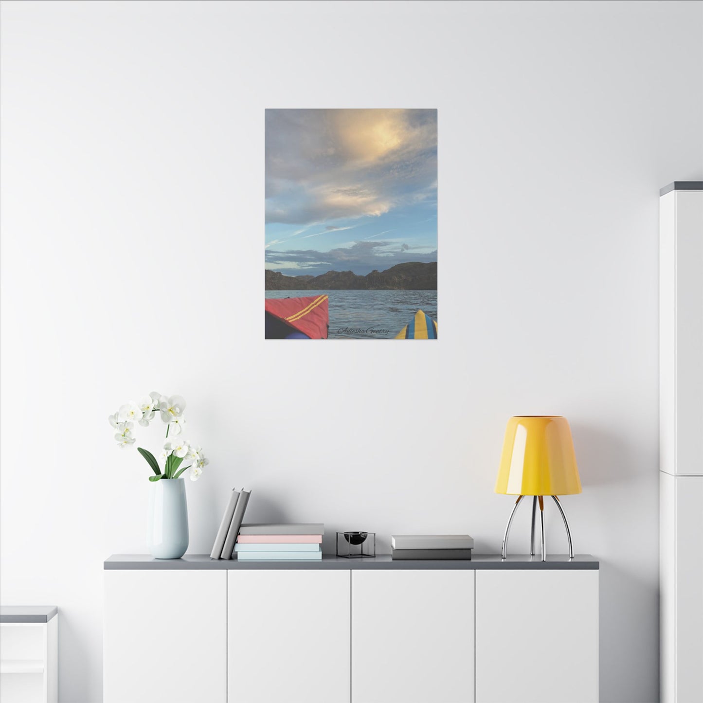 Kayaking on the Lake - Stretched Matte Canvas Wall Art, Wall Decor