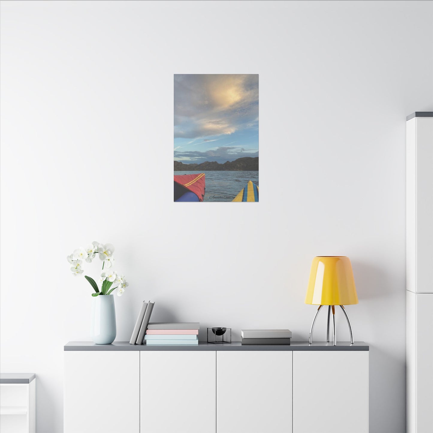 Kayaking on the Lake - Stretched Matte Canvas Wall Art, Wall Decor