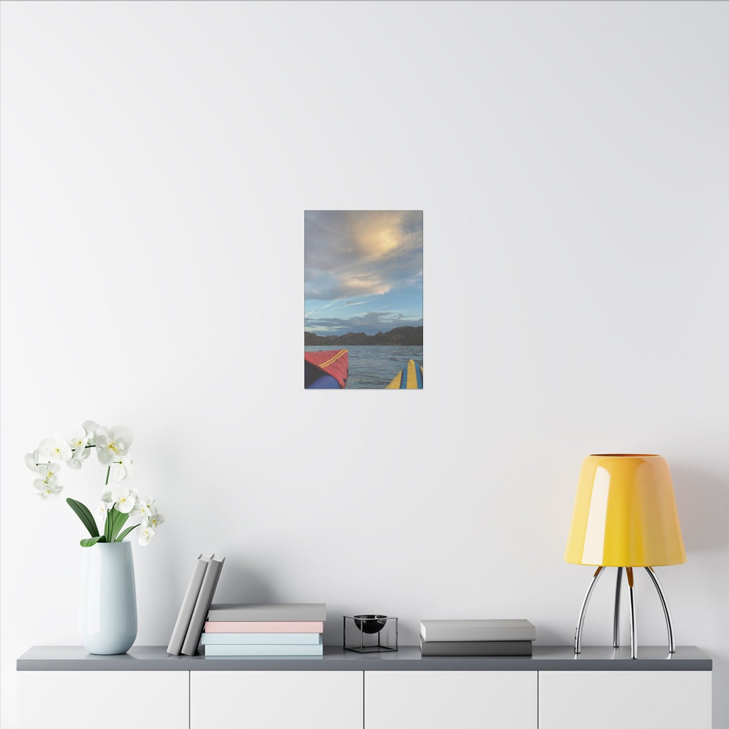 Kayaking on the Lake - Stretched Matte Canvas Wall Art, Wall Decor