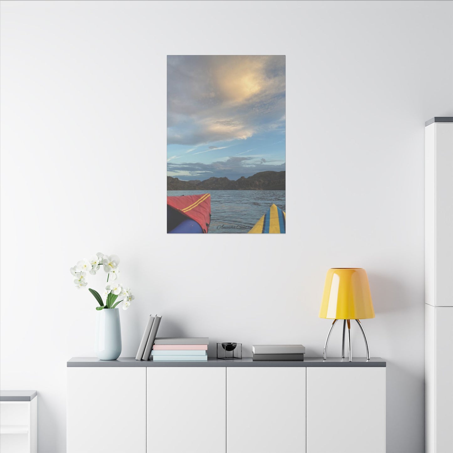 Kayaking on the Lake - Stretched Matte Canvas Wall Art, Wall Decor