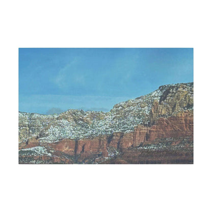 Snowy Red Rock Mountain Range Landscape - Stretched Matte Canvas Wall Art, Wall Decor