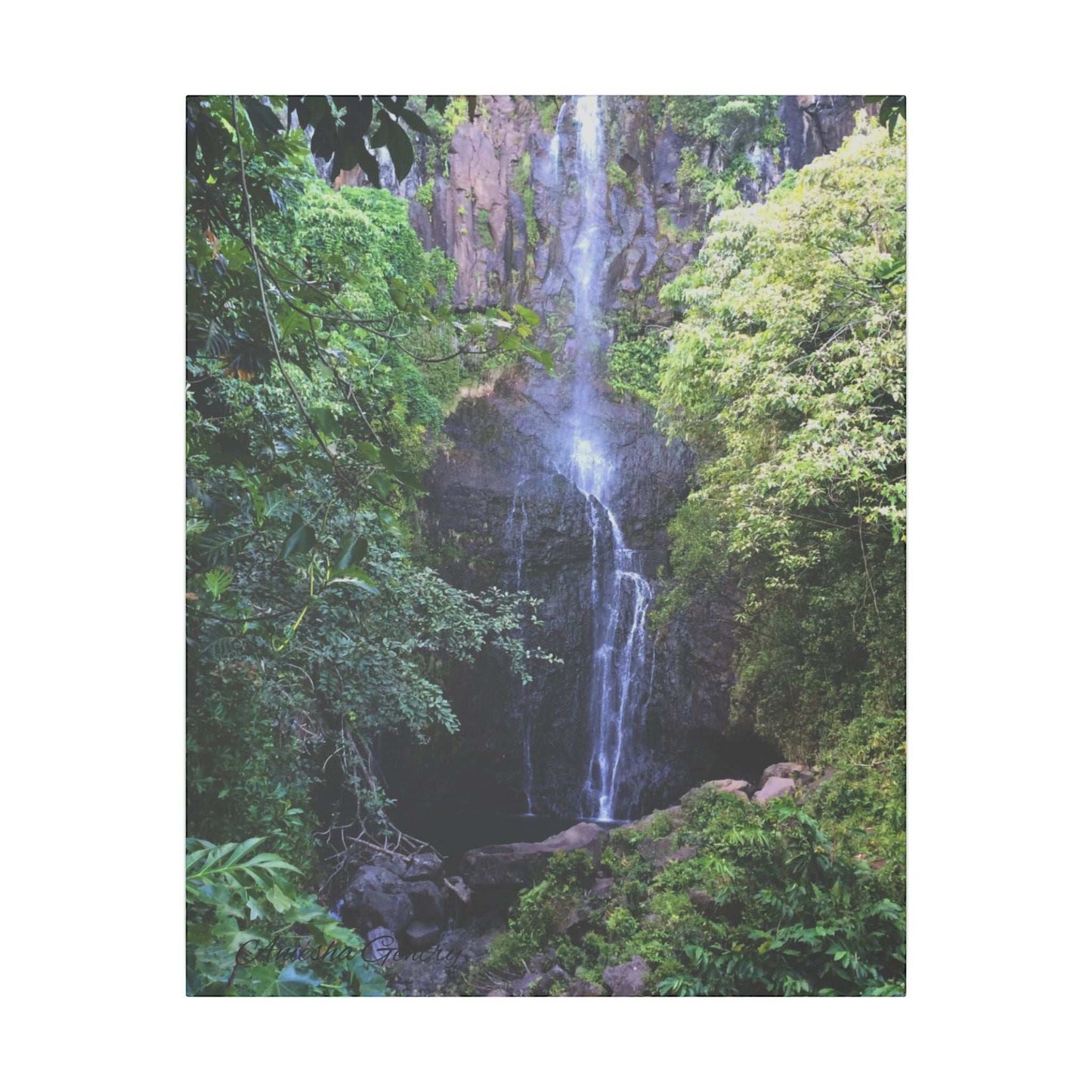 Hidden Waterfall  - Stretched Matte Canvas Art Print for Nature Lovers