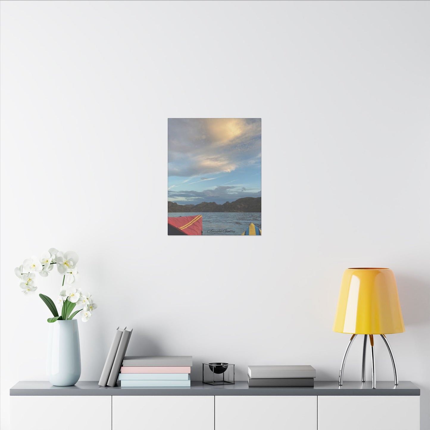 Kayaking on the Lake - Stretched Matte Canvas Wall Art, Wall Decor