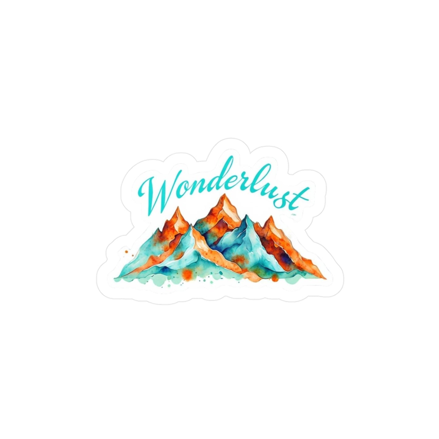 Adventure-Inspiring 'Wonderlust' Mountain Kiss-Cut Vinyl Decal Sticker