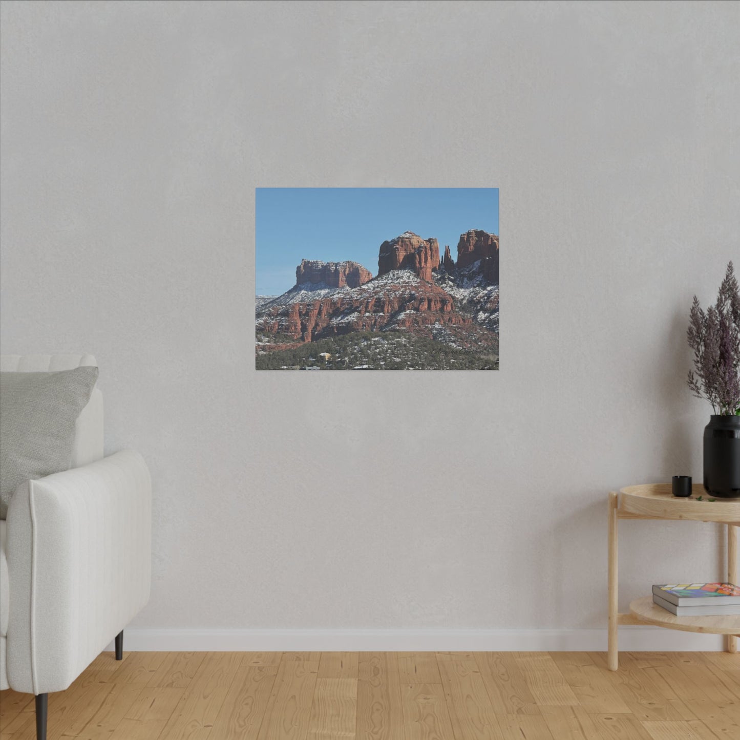 Winter Red Rock Landscape - Stretched Canvas Wall Art, Wall Decor