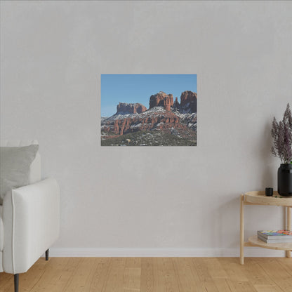 Winter Red Rock Landscape - Stretched Canvas Wall Art, Wall Decor