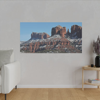 Winter Red Rock Landscape - Stretched Canvas Wall Art, Wall Decor