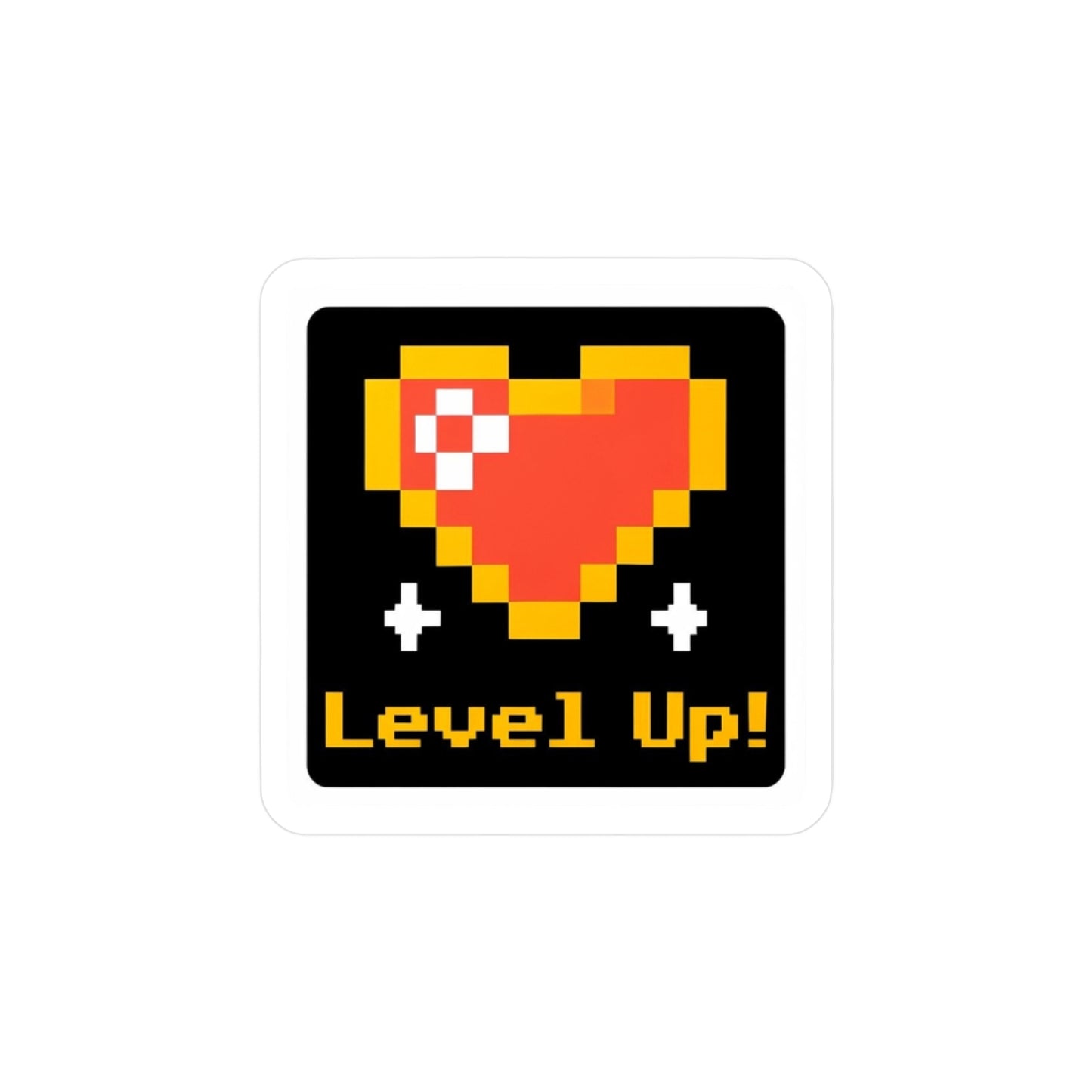 Pixel Heart Level Up Vinyl Decal | Gaming & Motivation Sticker