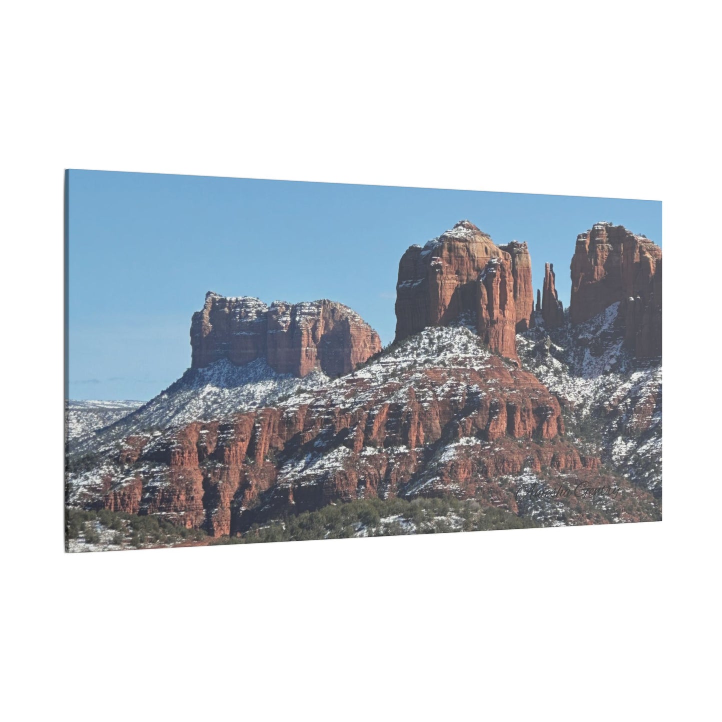 Winter Red Rock Landscape - Stretched Canvas Wall Art, Wall Decor