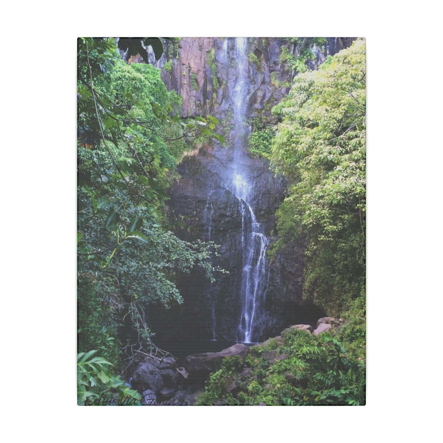 Hidden Waterfall  - Stretched Matte Canvas Art Print for Nature Lovers