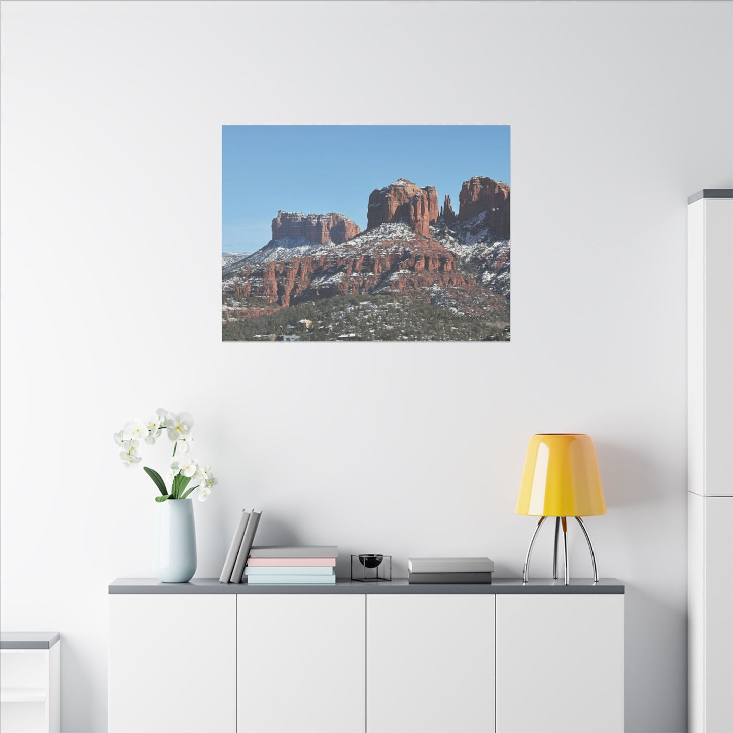 Winter Red Rock Landscape - Stretched Canvas Wall Art, Wall Decor