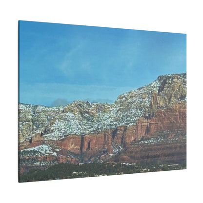 Snowy Red Rock Mountain Range Landscape - Stretched Matte Canvas Wall Art, Wall Decor