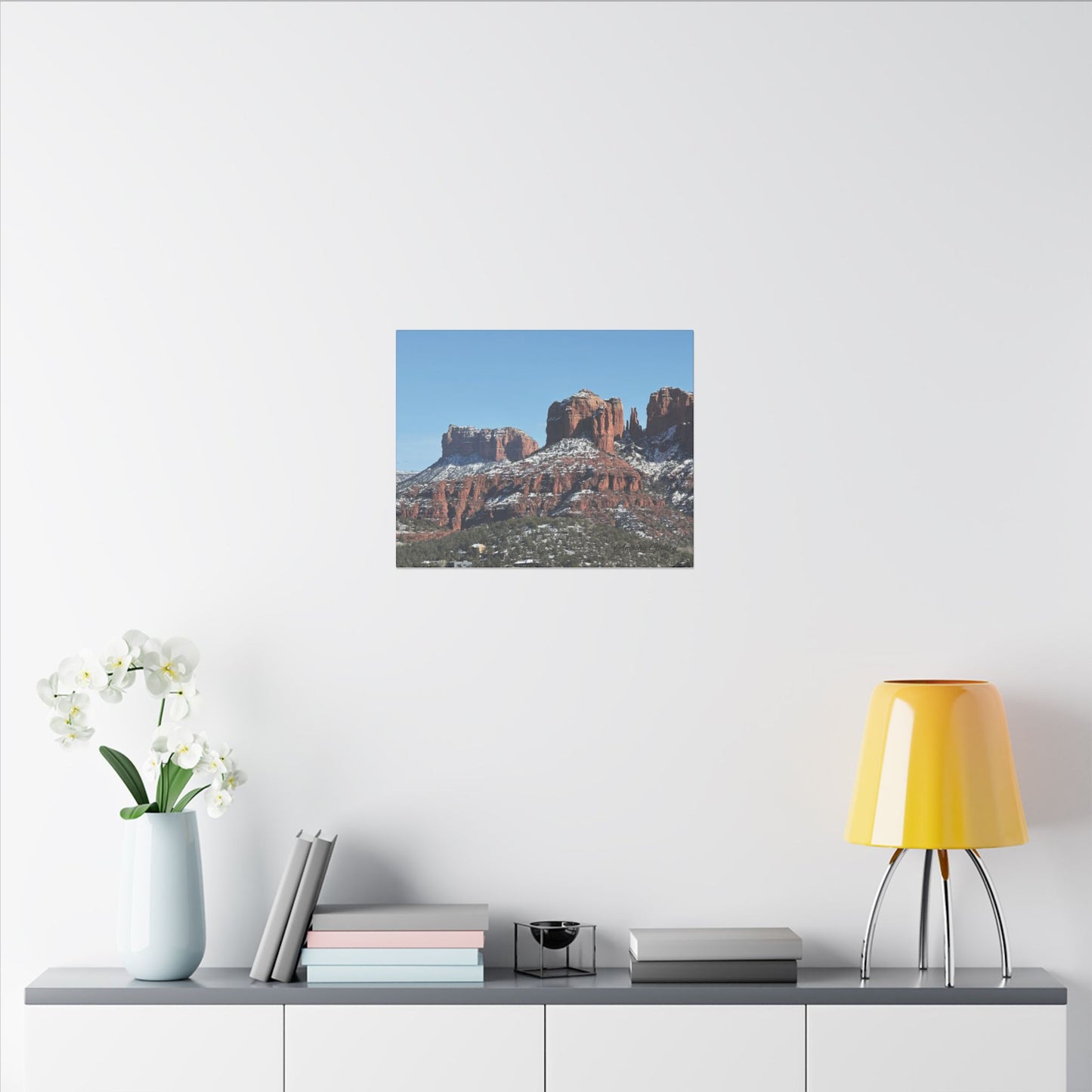 Winter Red Rock Landscape - Stretched Canvas Wall Art, Wall Decor