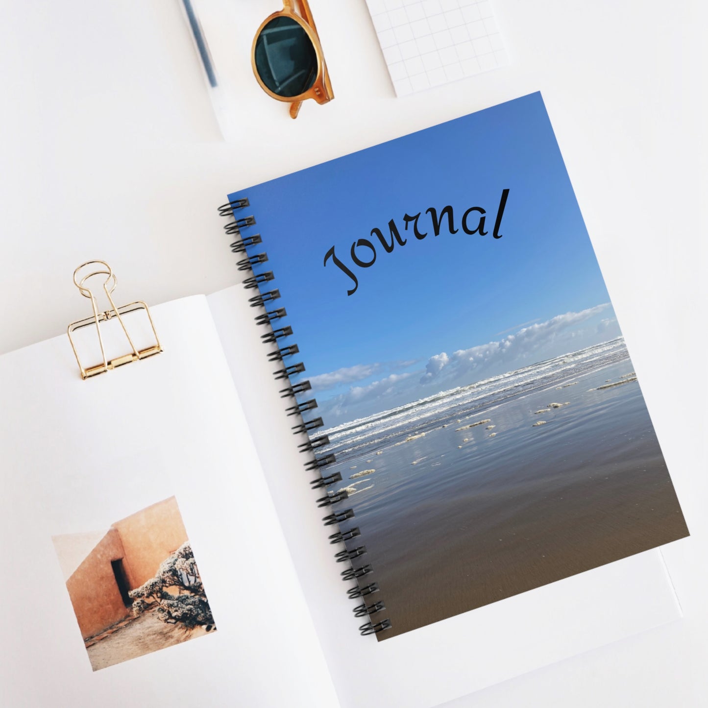 Coastal Serenity Beach Shore Spiral Notebook — Ruled Journal with Ocean Photo Cover